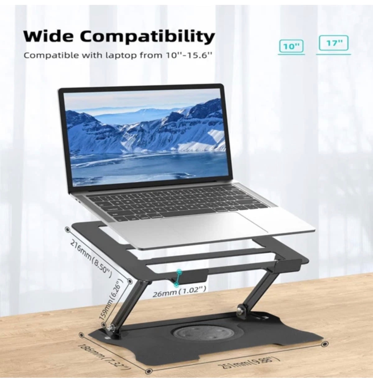 360° Rotating Laptop Stand Adjustable Metal Holder for Desk