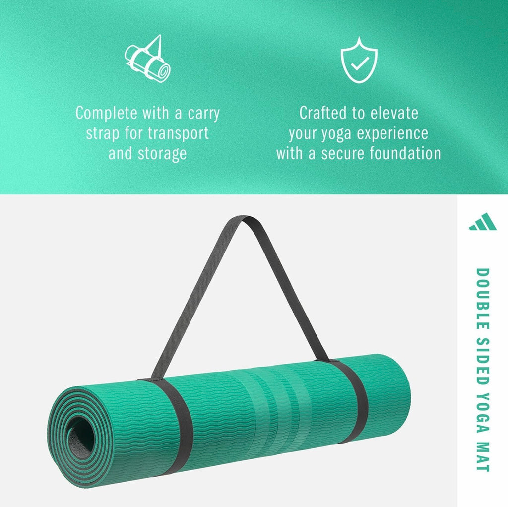 Adidas Double Sided Yoga Mat 6mm EVA TPE Non Slip Exercise Fitness Green