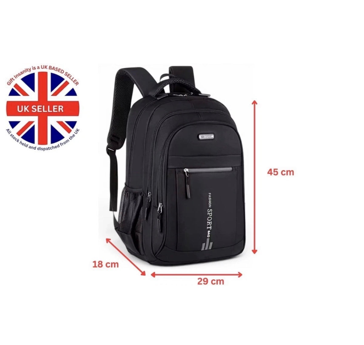 Large Laptop Backpack 17 Inch Travel School Business Rucksack USB Black Waterpro