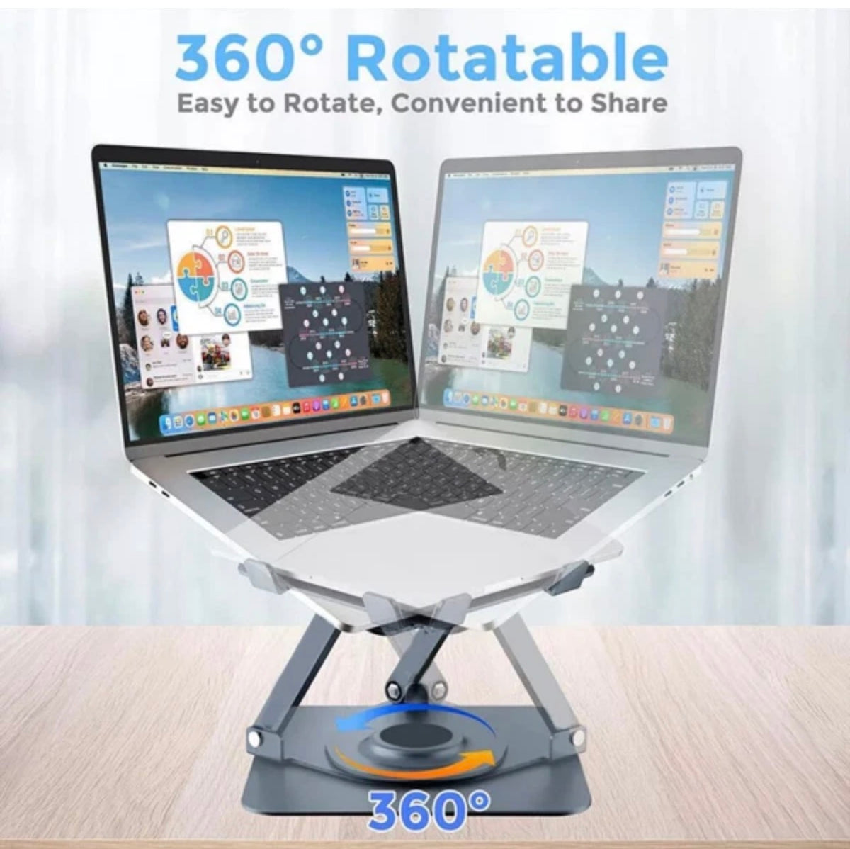 360° Rotating Laptop Stand Adjustable Metal Holder for Desk
