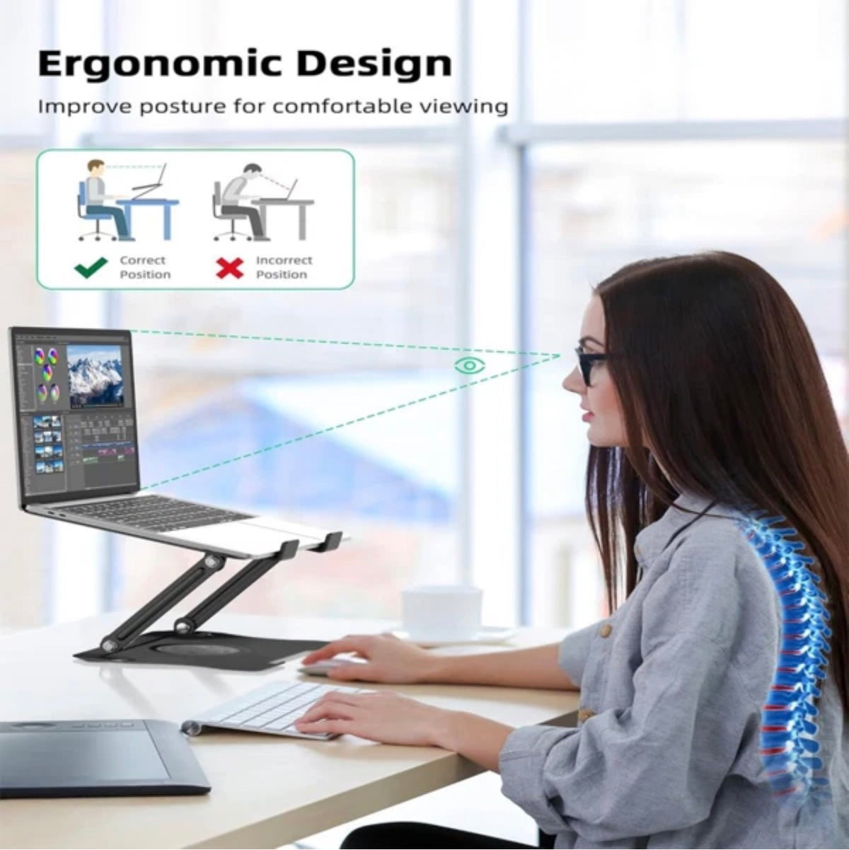 360° Rotating Laptop Stand Adjustable Metal Holder for Desk