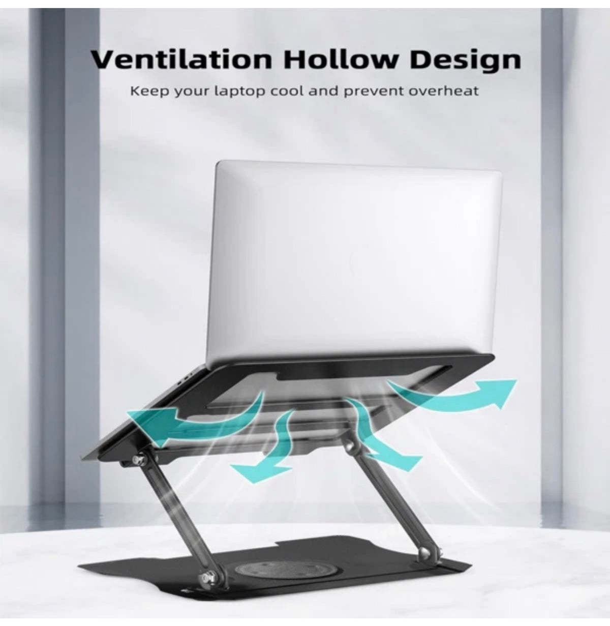 360° Rotating Laptop Stand Adjustable Metal Holder for Desk