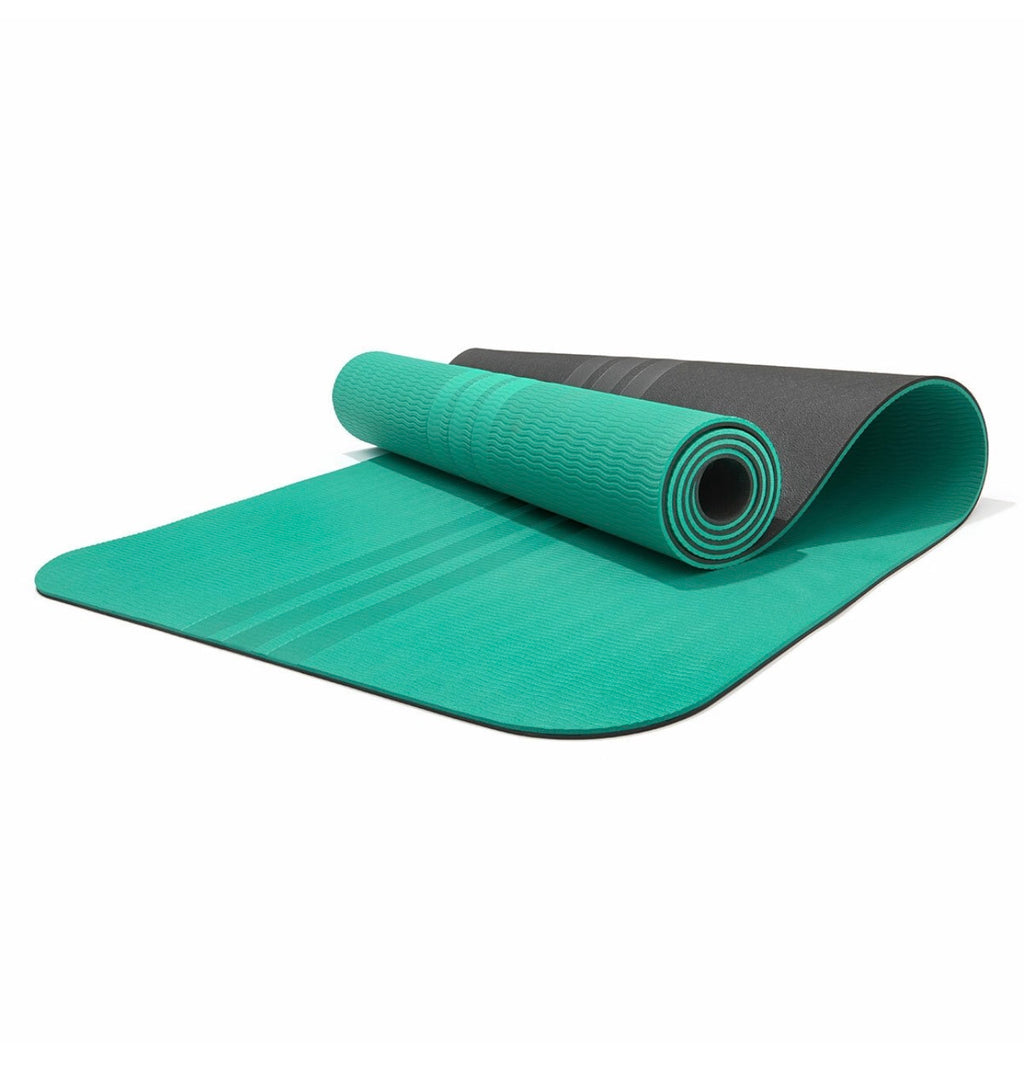 Adidas Double Sided Yoga Mat 6mm EVA TPE Non Slip Exercise Fitness Green