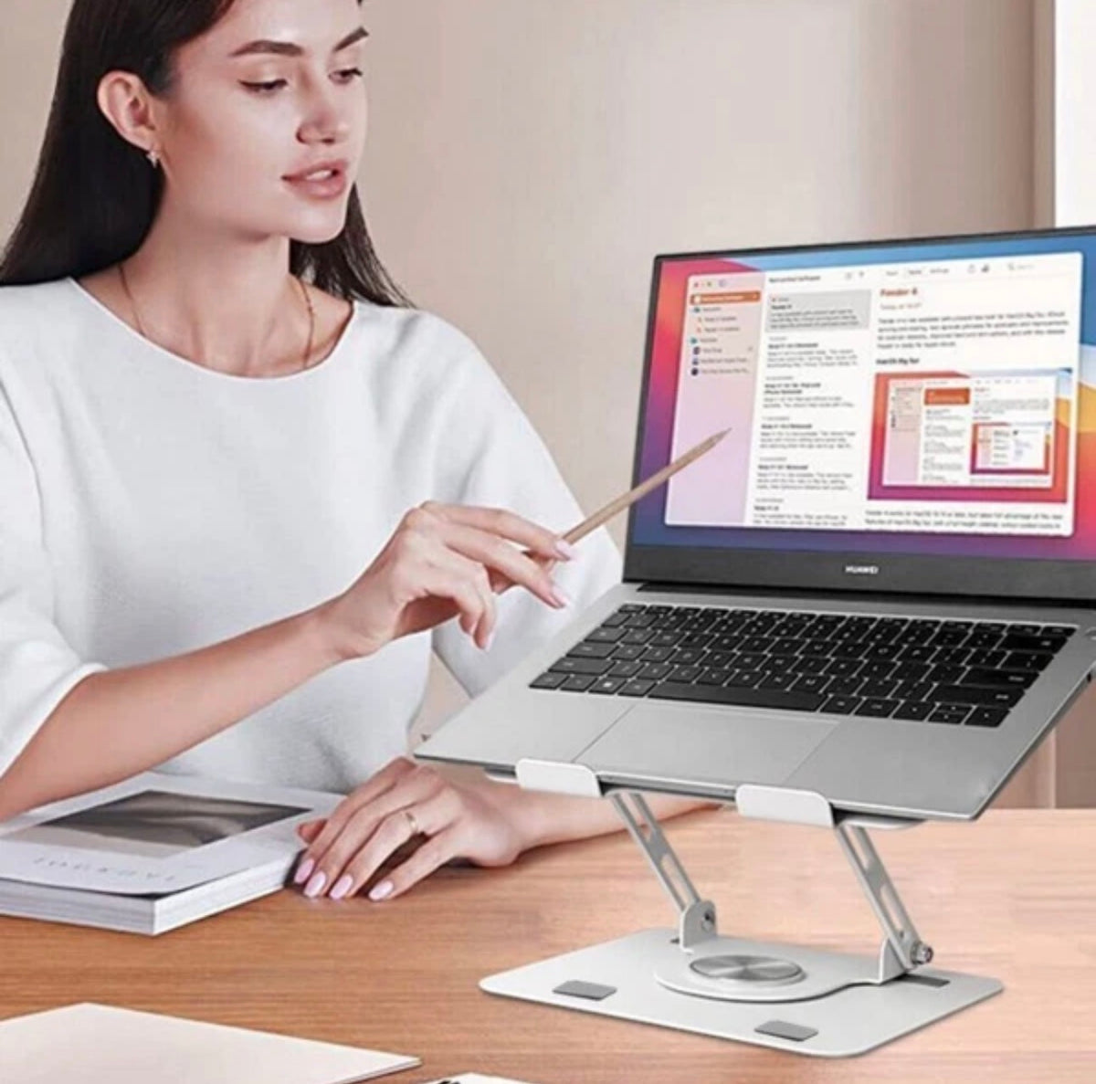 360° Rotating Laptop Stand Adjustable Metal Holder for Desk