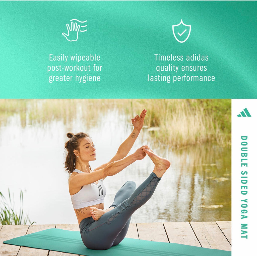 Adidas Double Sided Yoga Mat 6mm EVA TPE Non Slip Exercise Fitness Green