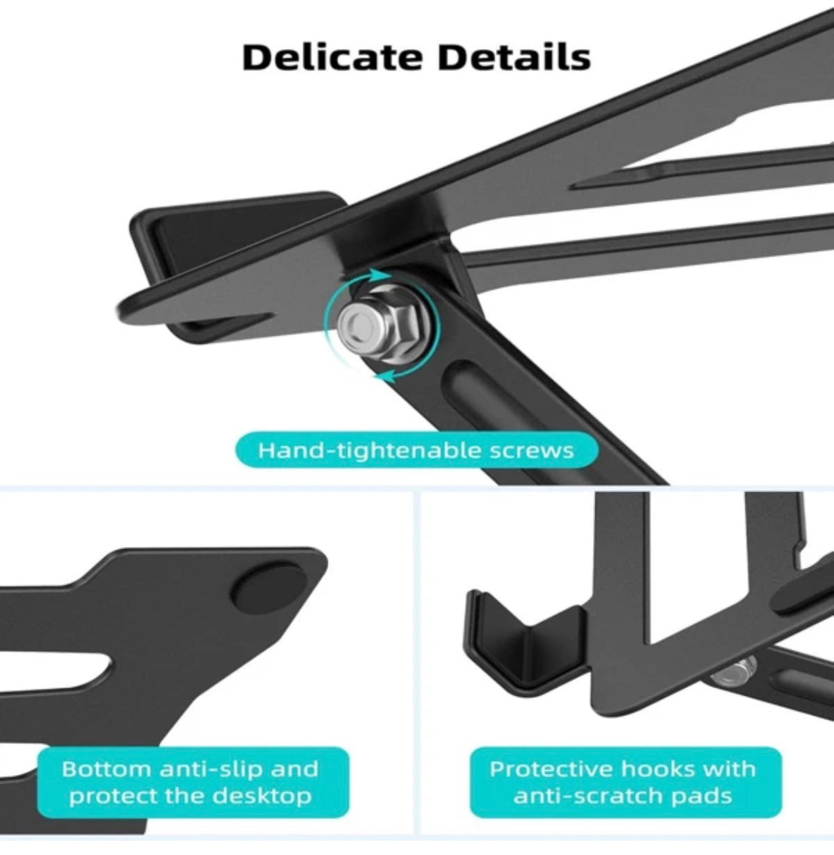 360° Rotating Laptop Stand Adjustable Metal Holder for Desk