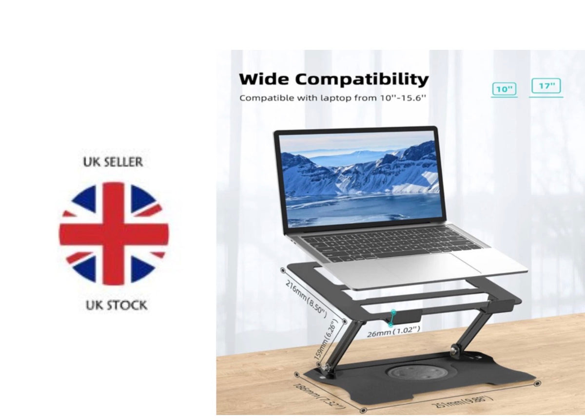 360° Rotating Laptop Stand Adjustable Metal Holder for Desk