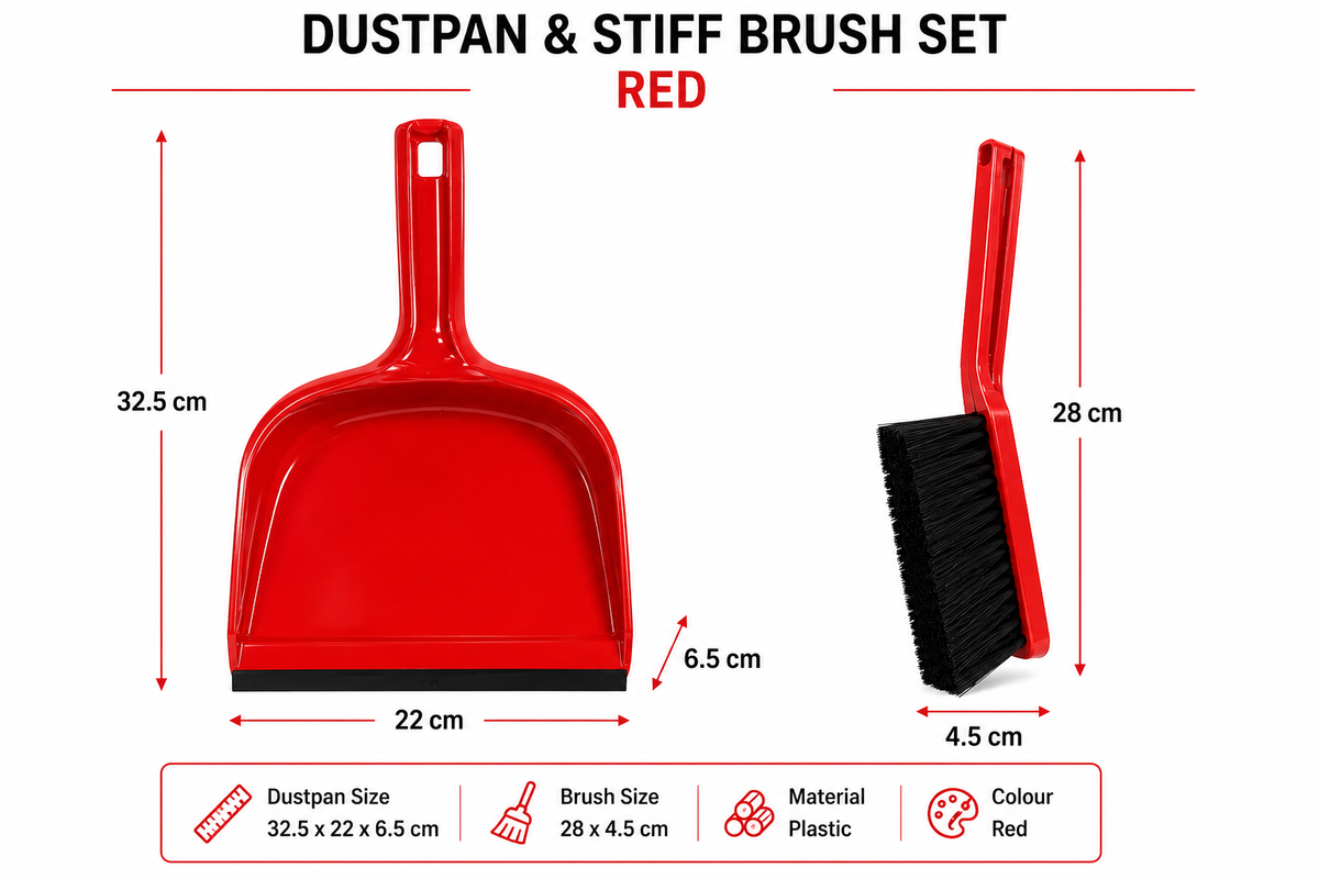 Household Dustpan and Stiff Bristle Brush Cleaning Set