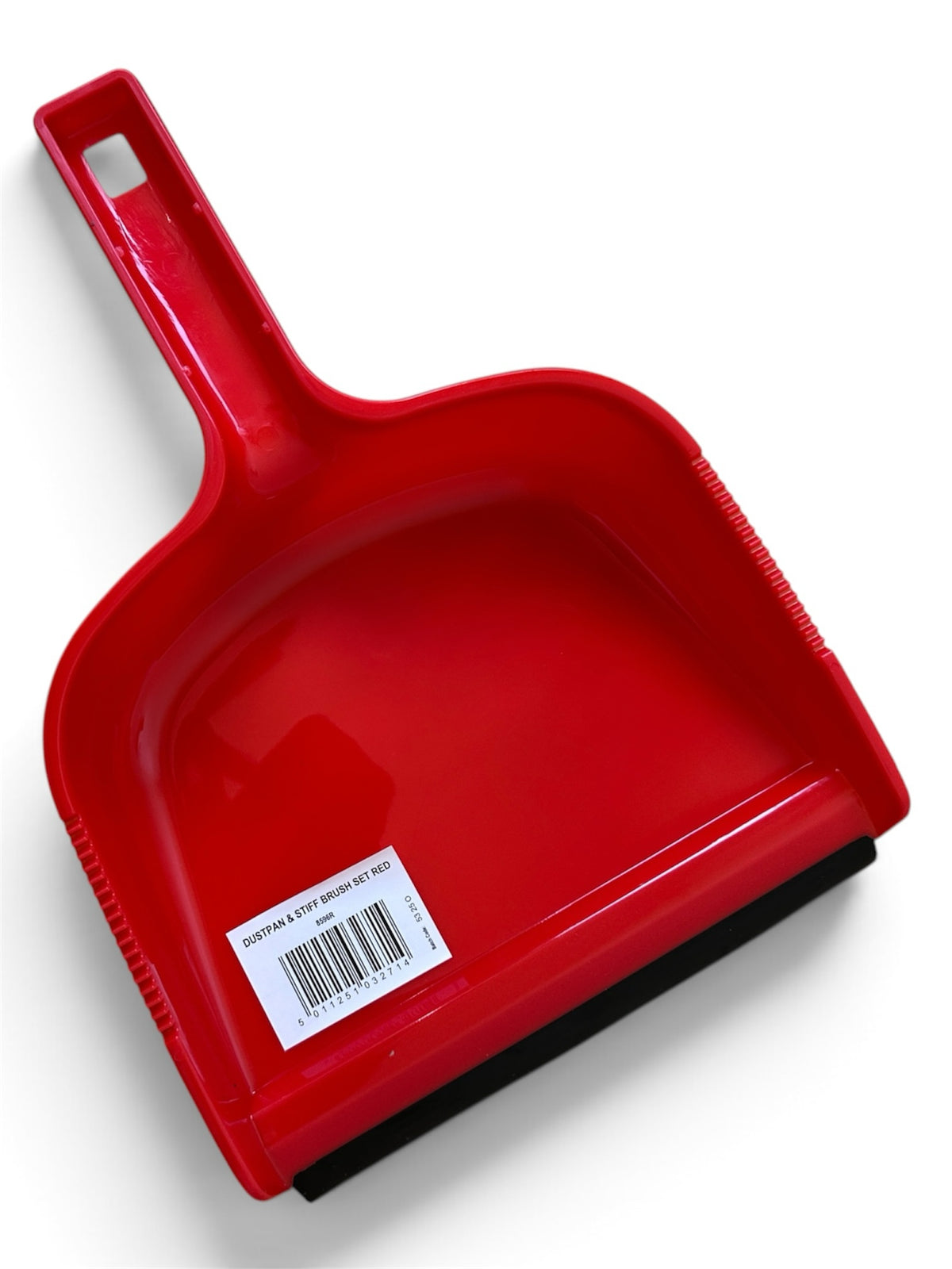 HSNR Ltd red plastic dustpan with a flexible black rubber lip and an integrated handle hanging hole